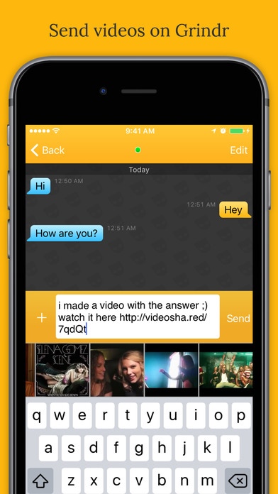 Video Share - Send video messages on Grindr, Tinder, OkCupid and any other chat app directly from the keyboard 1.0 Screenshot