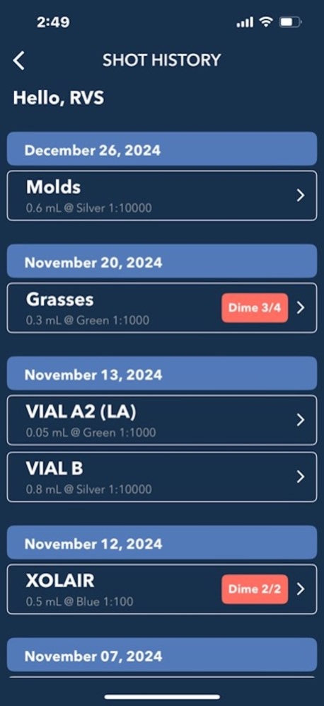 Visionary Allergy Tracker 2.2.8 Screenshot
