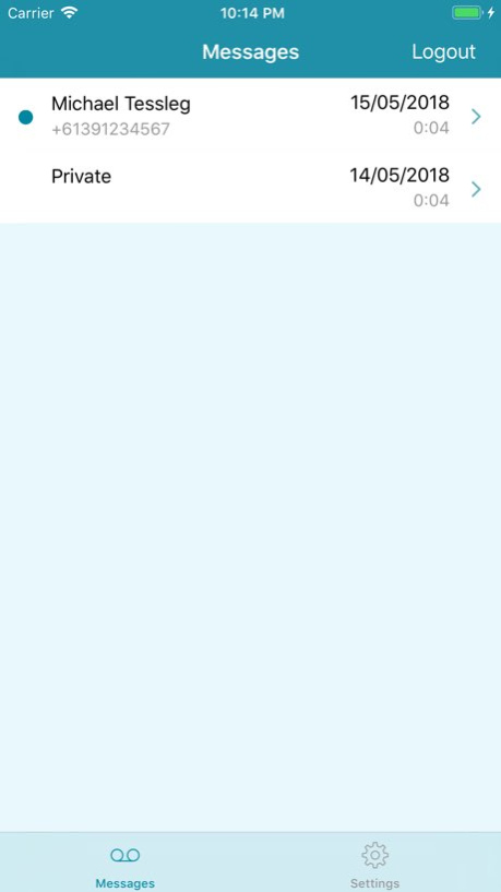 Voicemail for BroadWorks Screenshot