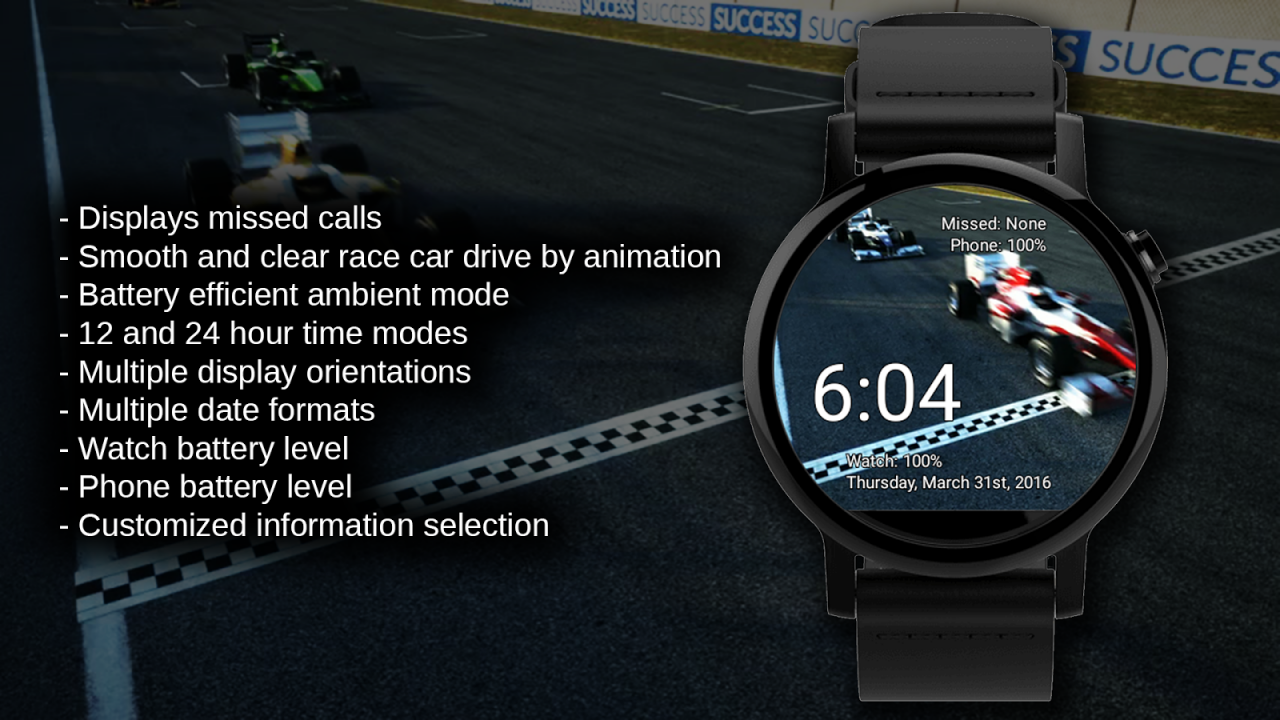 Watch Face Race Cars Wallpaper 2.0.33 Free Download