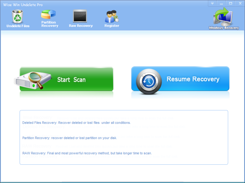 Wise Win Undelete 2.7.6 Screenshot