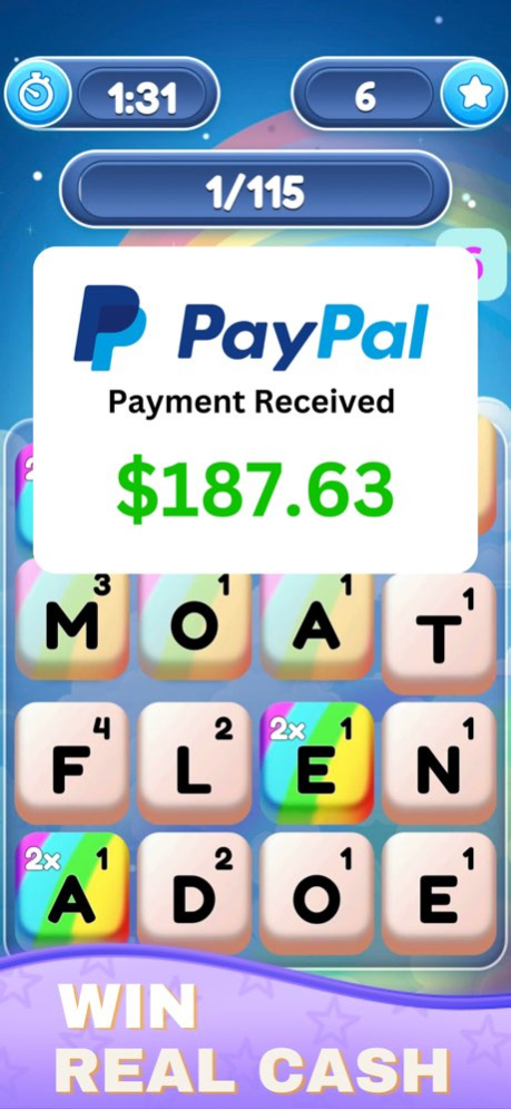 Word Cash! Real Cash Prizes 1.1 Screenshot